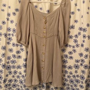 Tan button up dress